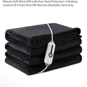 Dark Gray Heated Blanket with Controller